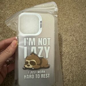 iPhone 15 pro max Sloth Design Phone Case - White